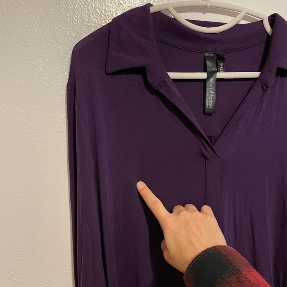 EllumiNation by Nikki H Parker Purple Long Sleeve Blouse Size Large - Picture 6 of 6
